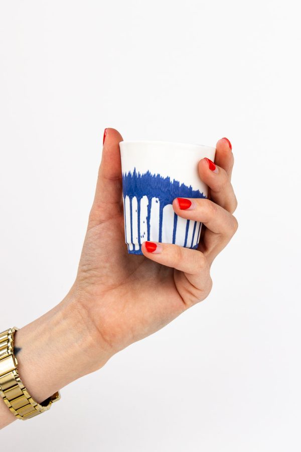 MOCA espresso cup open striped pattern - 85ml handmade porcelain