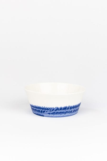 Handmade large ceramic bowl MOCA - 350ml, unique blue dripping pattern, Eindhoven & Nantes