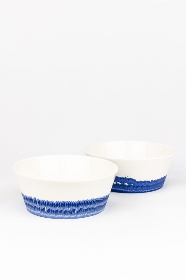 MOCA ceramic bowl set full layered pattern – 2 x 350ml handmade porcelain bowls