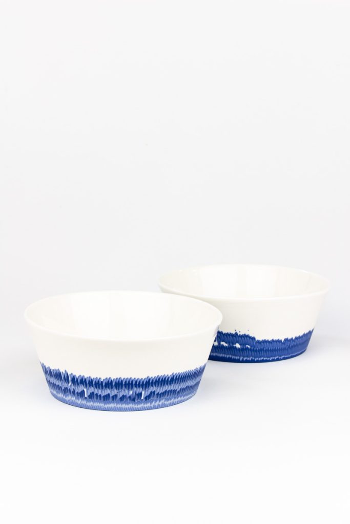 MOCA ceramic bowl set full layered pattern – 2 x 350ml handmade porcelain bowls