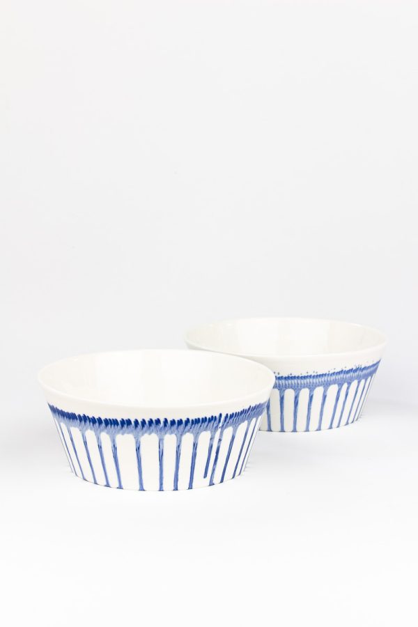 MOCA ceramic bowl set open pattern – 2 handmade porcelain bowls, gift for two