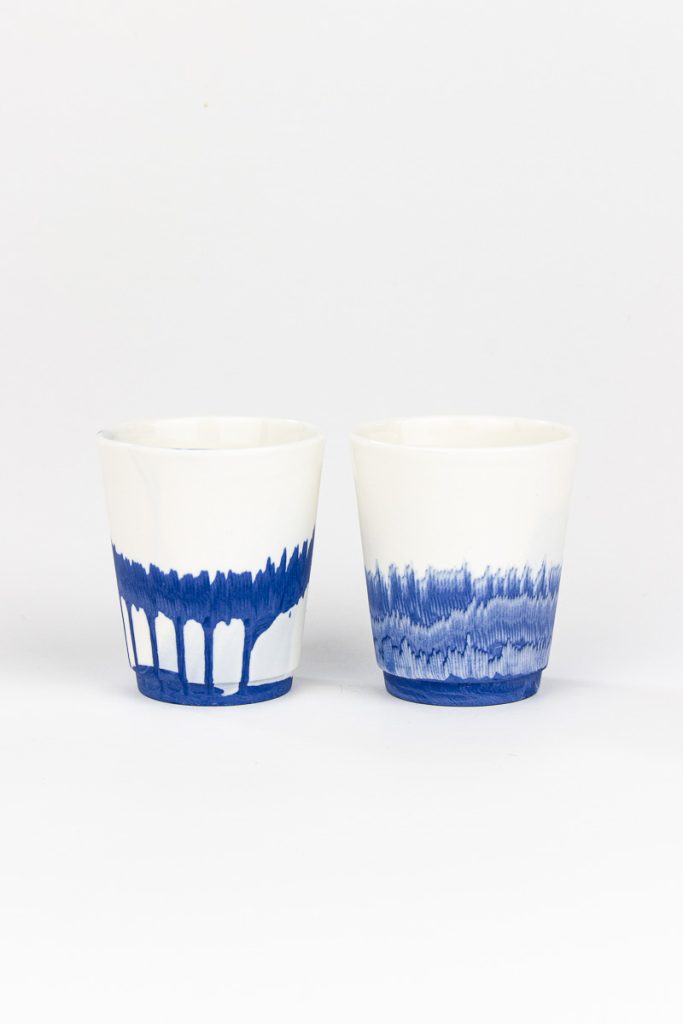 MOCA handmade ceramic espresso cup set - blue and white porcelain, each cup different
