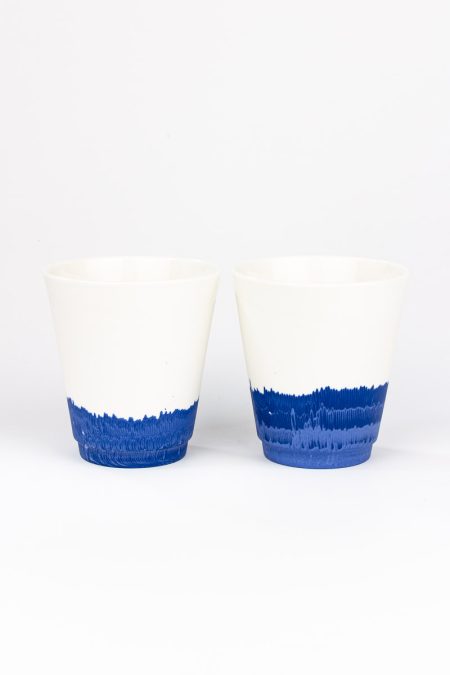 MOCA ceramic mug set full layered pattern - 2 x 220ml handmade porcelain mugs