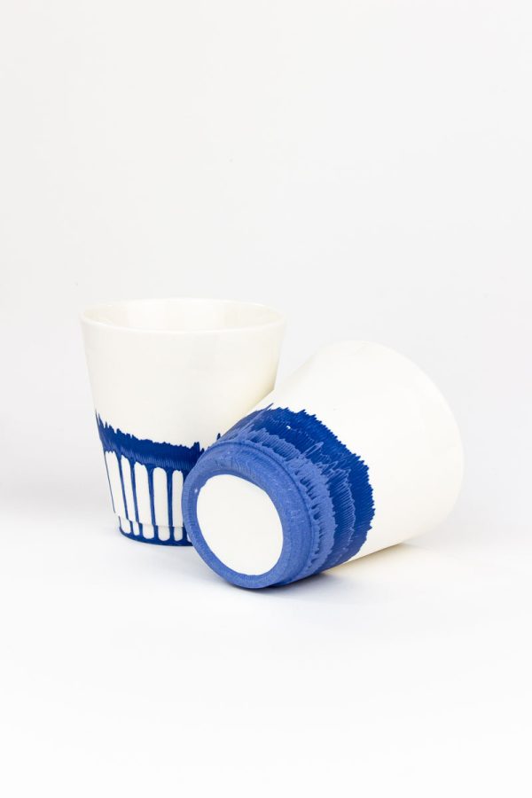 MOCA ceramic mug set with full and open pattern combined - artisan porcelain Eindhoven & Nantes