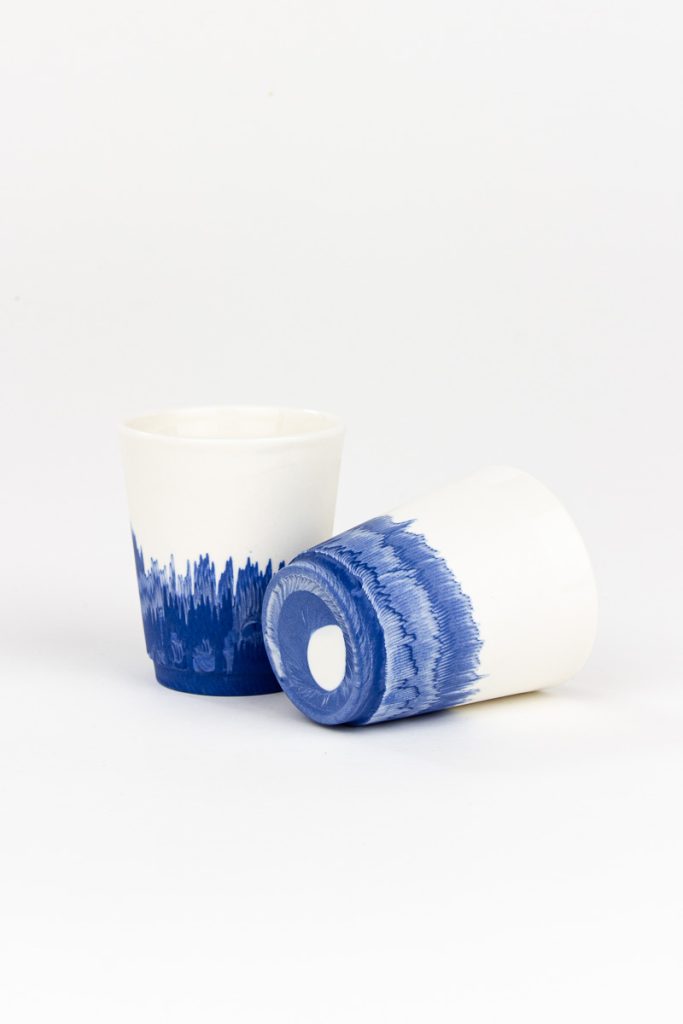 MOCA espresso cup set full layered pattern - set of 2 unique handmade ceramic cups