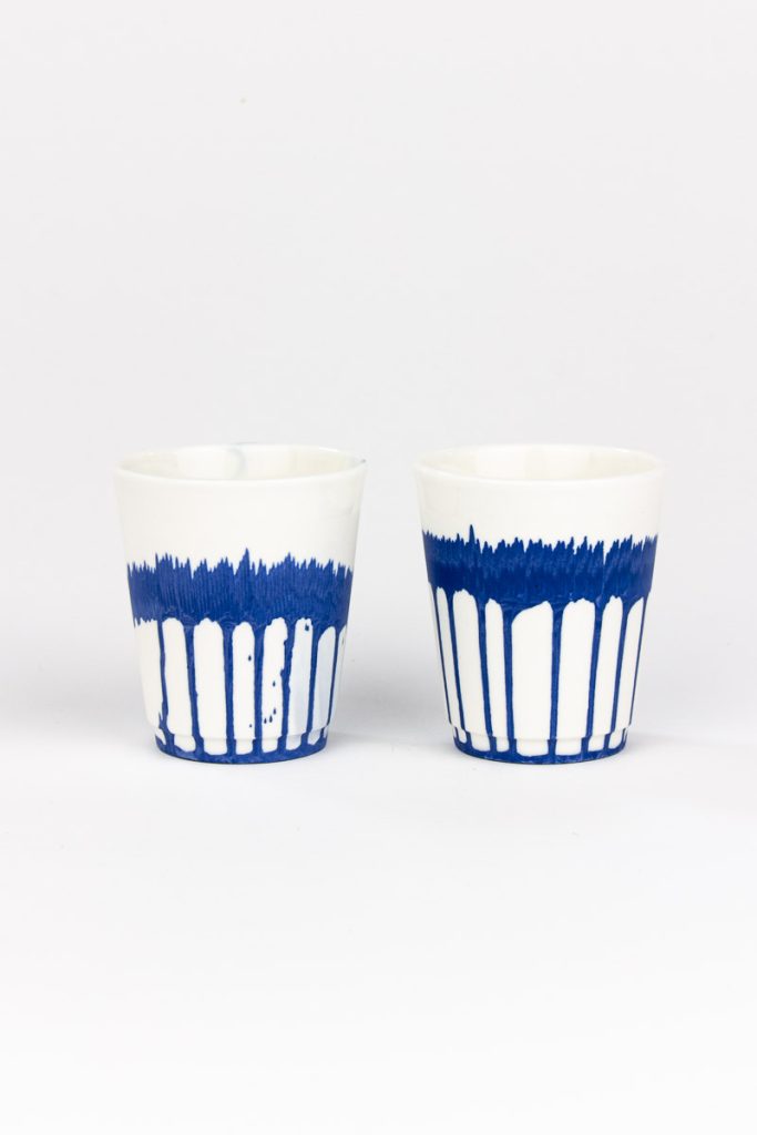 MOCA espresso cup set open pattern - 2 handmade porcelain cups, gift box included