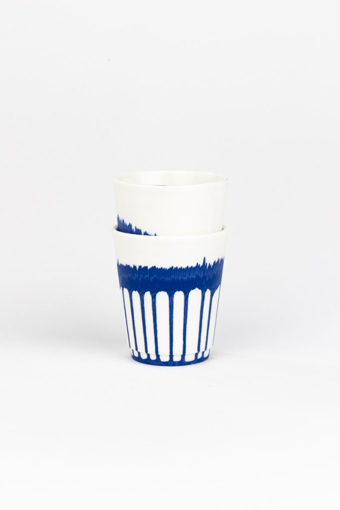 Two cups from MOCA espresso set - 85ml handmade porcelain, food-safe glaze