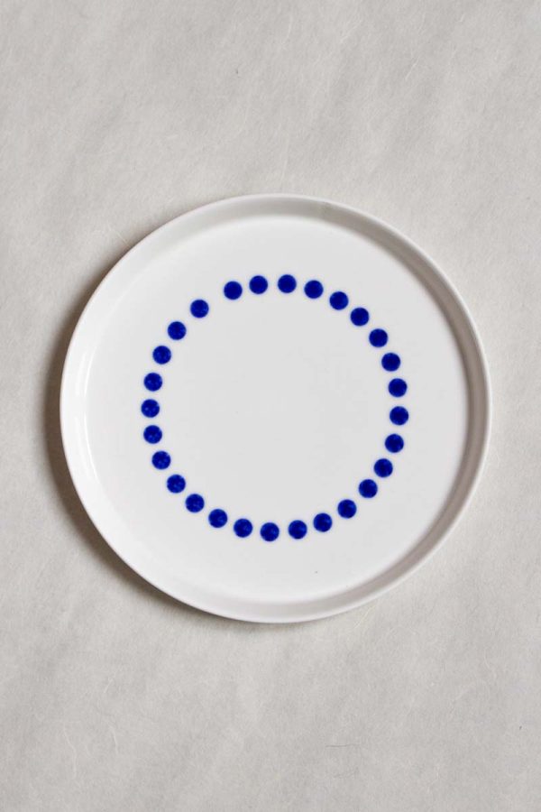 MOCA ceramic dessert plate 16cm one-line pattern – handmade porcelain, unique blue glaze