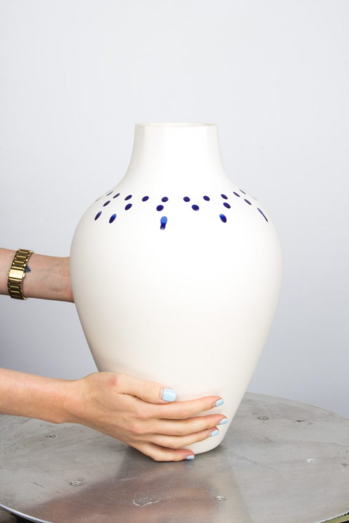 MOCA unique white porcelain vase 30cm tall – numbered limited edition, Eindhoven & Nantes