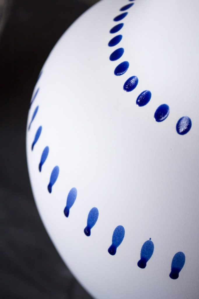 Detail of MOCA unique white porcelain vase with blue glaze pattern – limited edition